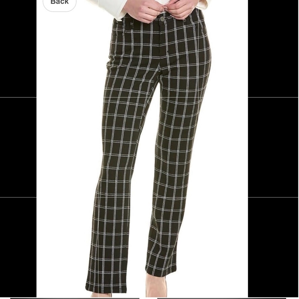 Jones New York Black and White Checkered Lexington Straight Leg Pants
